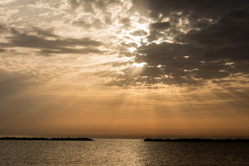 Sun at dawn on the beach