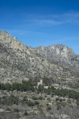 Views of La Cabrera Range, in Madrid, Spain. It can be seen the Convent of San Antonio.