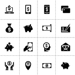 Simple 16 set of money filled icons