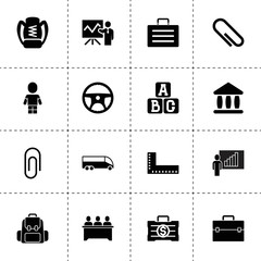 Simple 16 set of school filled icons