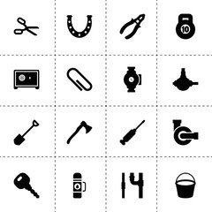 Simple 16 set of steel filled icons