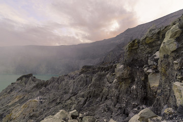 Kawah Ijen Volcano of East Java, Indonesia.