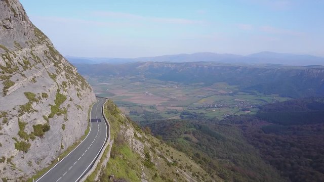 Aerial view of nice road in the mountains, Spain