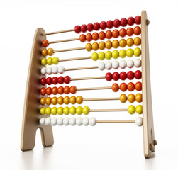 Abacus with multi colored beads isolated on white background. 3D illustration