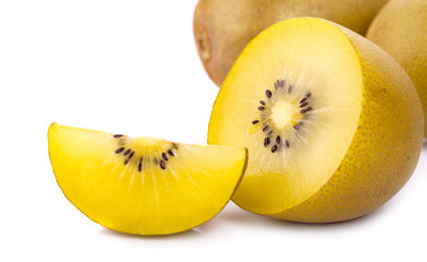 yellow kiwi fruit on white background