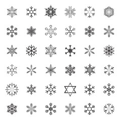 Thirty six Snowflake icons collection style. vector illustration.
