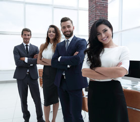 Obraz premium successful business team in the background of the office.