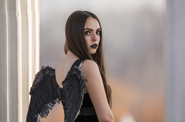 gothic girl with black wings