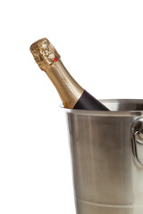Champagne bottle isolated on white background