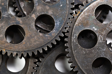 Close-up view of stack of gears