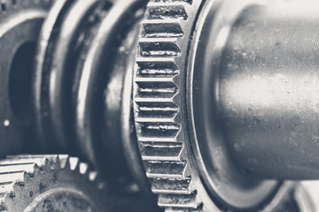 Close-up view of stack of gears
