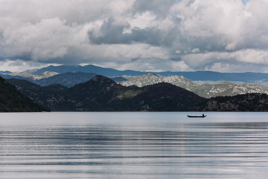Mountain landscape skadar lake fisherman montenegro tourism