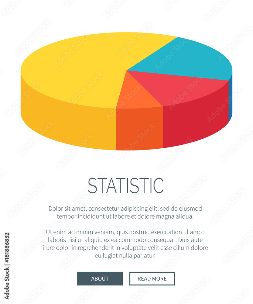 Poster statistic presentation with colorful pie chart