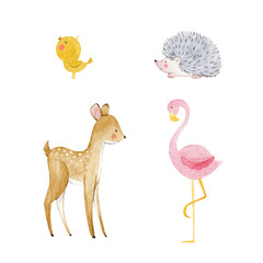 Cute watercolor animal set