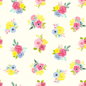 Watercolor abstract floral pattern