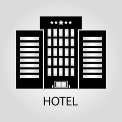 Hotel building isolated flat vector icon