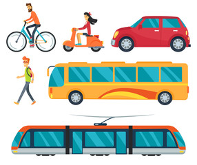 Fototapeta premium Różne rodzaje ilustracji wektorowych transportu