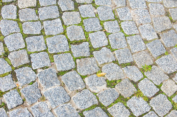 texture, background. The pavement of granite stone. Paved roadway street. any paved area or...
