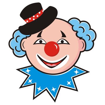 Head of clown, funny illustration, vector icon