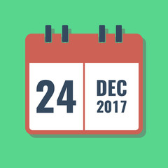 calendar 24 december 2017 flat style vector illustration