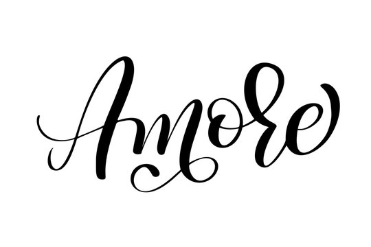 Italiano Amore Hand drawn Valentines Day typography lettering on the white background. Fun brush ink calligraphy inscription for winter greeting invitation card or print design