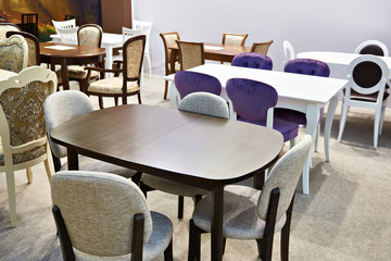Tables and chairs for sale in store