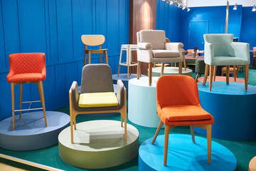 Chairs in salon of furniture