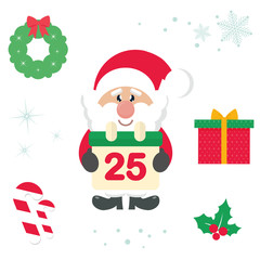 cartoon cute santa claus with calendar vector cartoon illustration vector