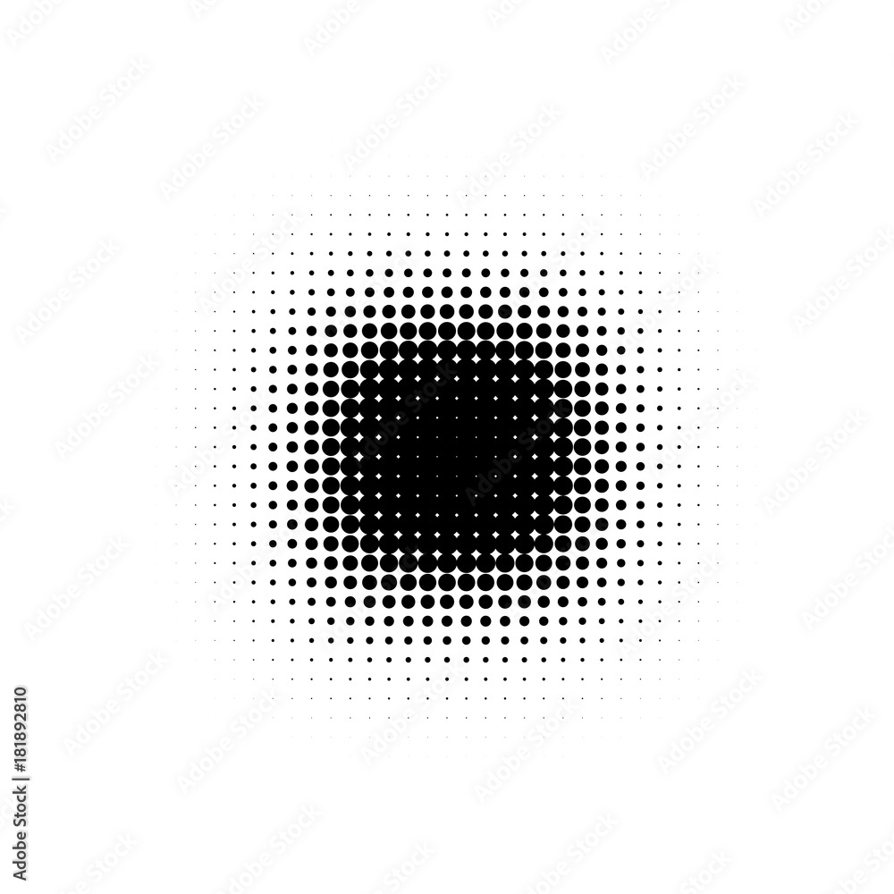 Poster isolated black color abstract round shape halftone dotted cartoon comics blot background, dots decor