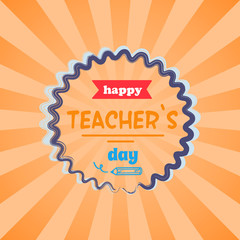 Happy Teachers Day Vector Illustration Orange Rays