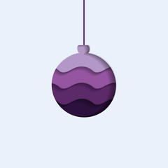 Template of the Christmas card with a cut bauble