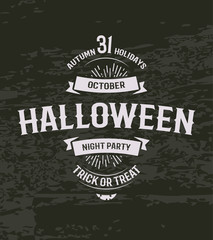 Halloween retro invitation. 31 october holiday day card. Halloween vintage party poster.