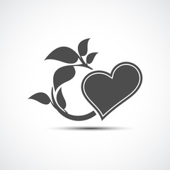 Fototapeta premium Abstract heart icon with shadow. Abstract heart and leaf logo template.