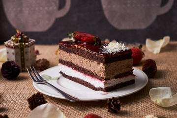 Delicious slice of Christmas cake