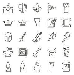 Medieval Castle Icons Thin Line Vector Illustration Set