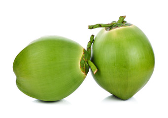 Green coconut fruit isolated on white background