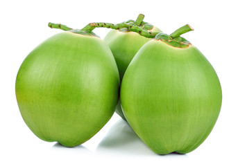 Green coconut fruit isolated on white background