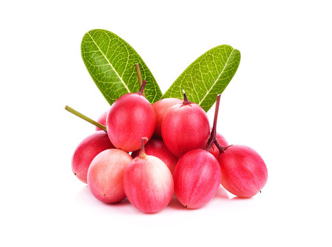 Crimson fruit named as koromcha isolated on white background