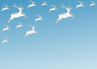 christmas background of rein deer cut out paper design