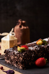 Homemade Christmas chocolate cake