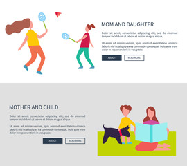 Mom and Daughter, Mother with Child Vector Posters