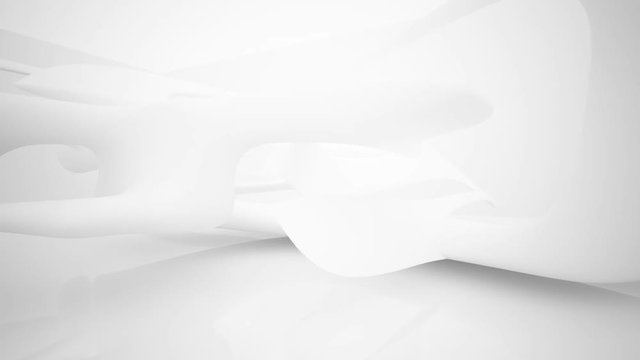 
Abstract smooth white interior of the future. Architectural background. 3D animation and rendering. 