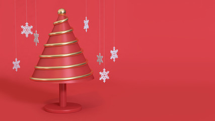 3d rendering abstract red scene christmas holiday new year concept gold christmas blank space
