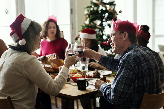 Family having a Christmas dinner