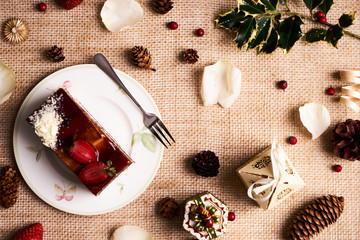 Piece of Christmas cake souffle