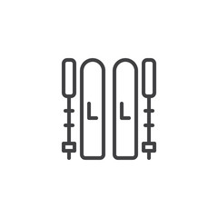 Skis and ski line icon, outline vector sign, linear style pictogram isolated on white. Symbol, logo illustration. Editable stroke