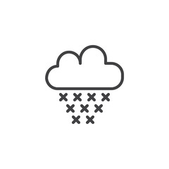 Snow cloud line icon, outline vector sign, linear style pictogram isolated on white. Winter weather symbol, logo illustration. Editable stroke
