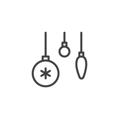Christmas baubles decoration line icon, outline vector sign, linear style pictogram isolated on white. Symbol, logo illustration. Editable stroke