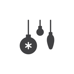 Christmas baubles decoration icon vector, filled flat sign, solid pictogram isolated on white. Symbol, logo illustration.
