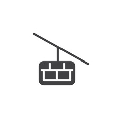 Cable car cabin icon vector, filled flat sign, solid pictogram isolated on white. Ski cable symbol, logo illustration.